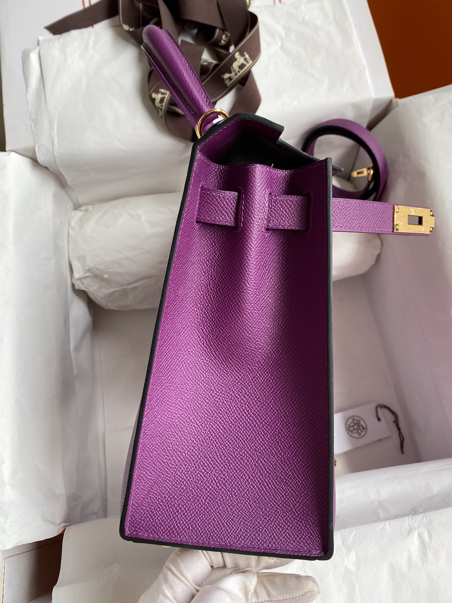 Hermes Kelly 28cm Handbag Shoulder Bag in Purple Epsom Leather